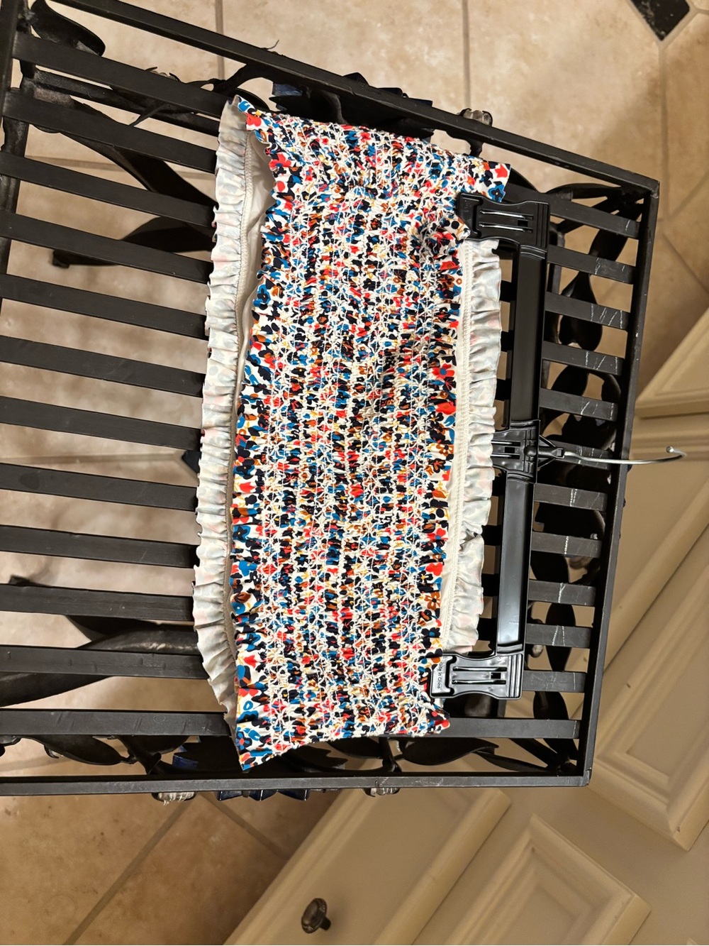 Tory Burch Girls' Smocked Floral Top in Blue, Red, Black & Cream
